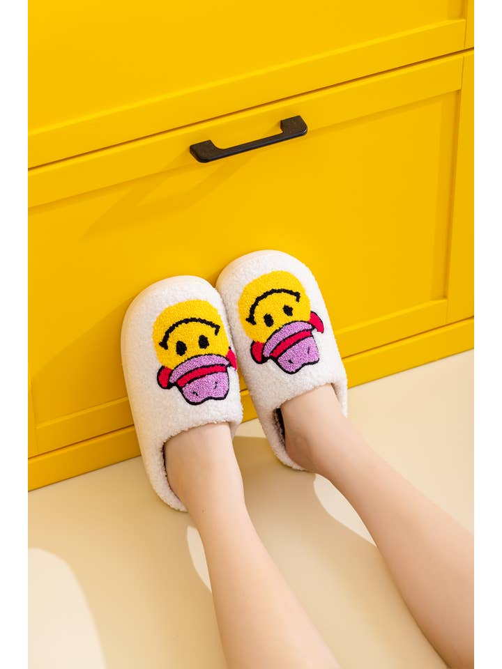 Smile Cowboy Cowgirl Comfy Plush Furry Slippers for wholesale on Faire