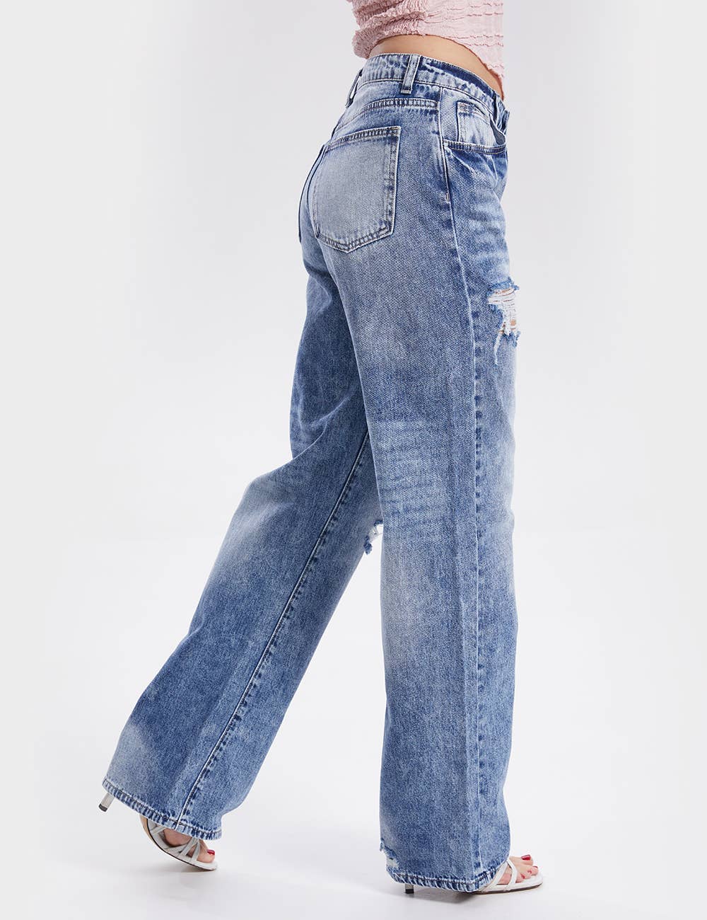 Sweetkama - Vente Jean – femme - Pantalon en jean à jambe droite à taille haute pour tous les jours | Jeans SKP673310