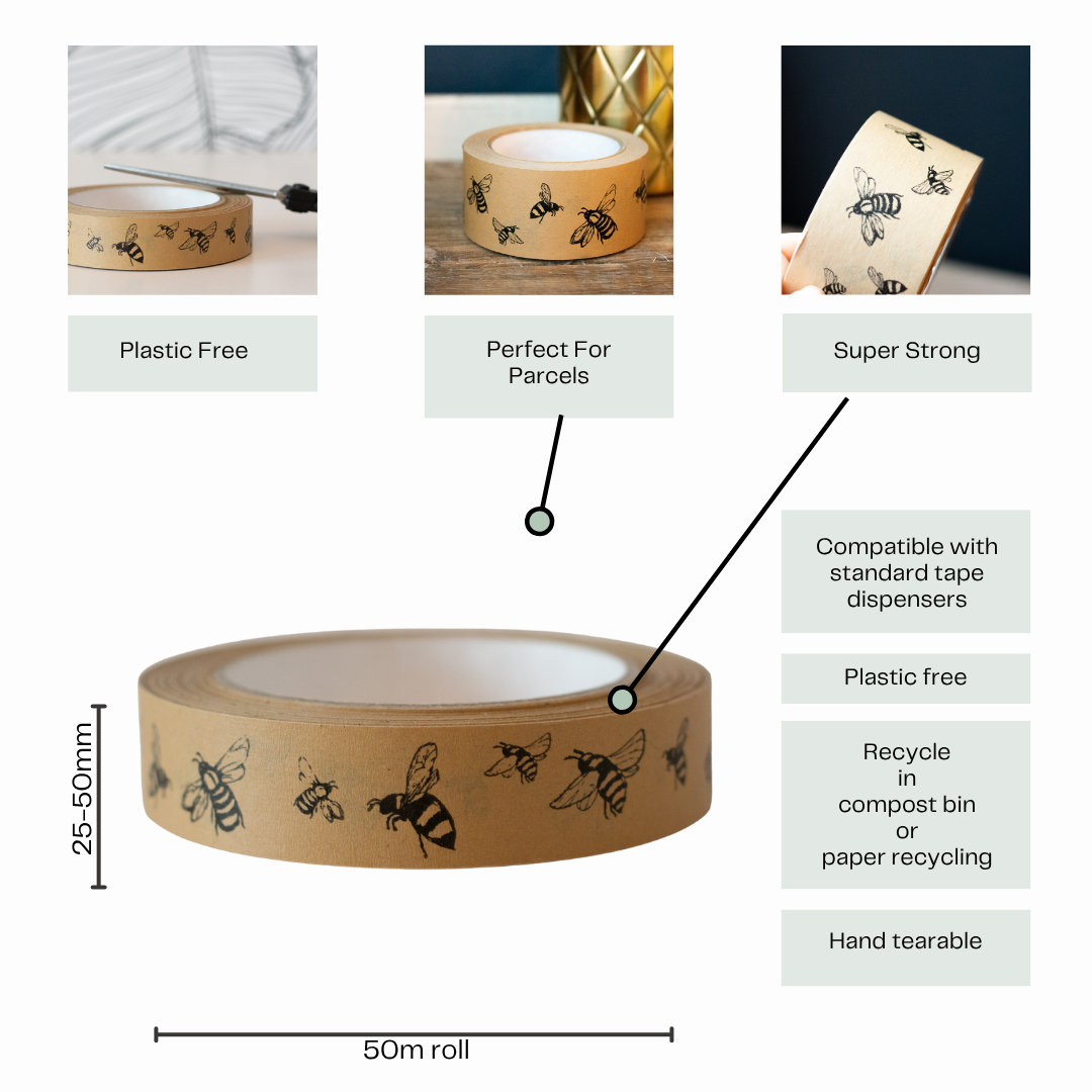 Helen Round - hand printed linen and bamboo wellness - Wholesale Tape - Packing Tape With Bee Design7