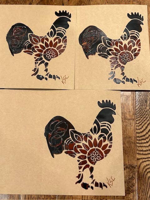Occidental, Rústico Gallo Pintado a Mano, Tarjetas en Blanco para venta al por mayor de KSC Art, LLC