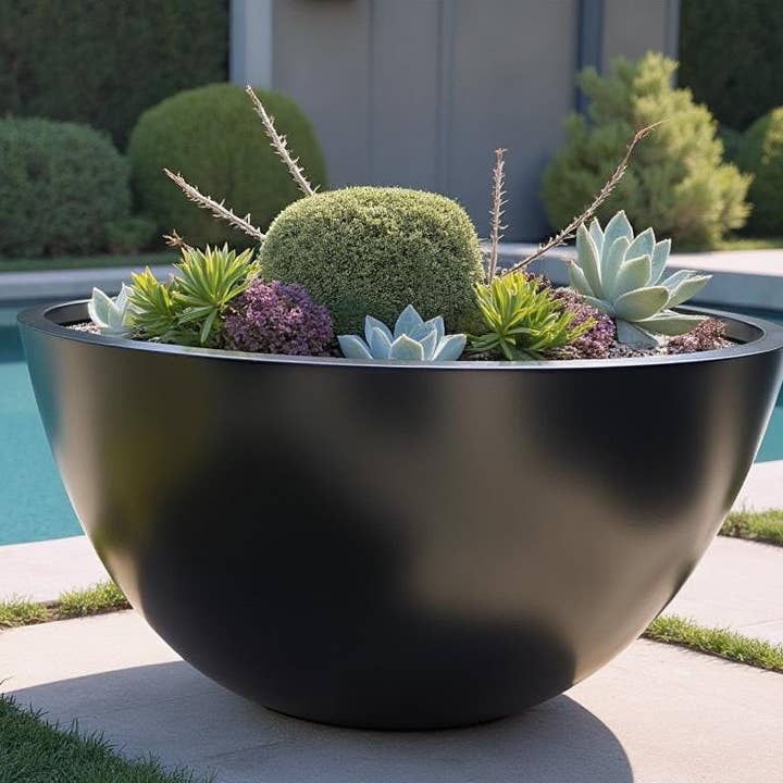 Large Fiberglass Bowl Planter – 31.5" Wide for wholesale by Tikal Composite Designs