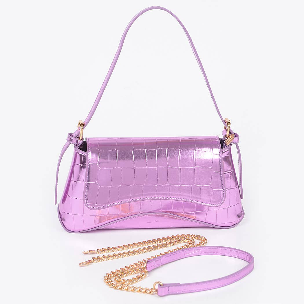 3AM BY H&D ACCESSORIES – Großhandel Schultertasche – Damen – Handtasche für Damen aus Metall mit Krokoprägung6