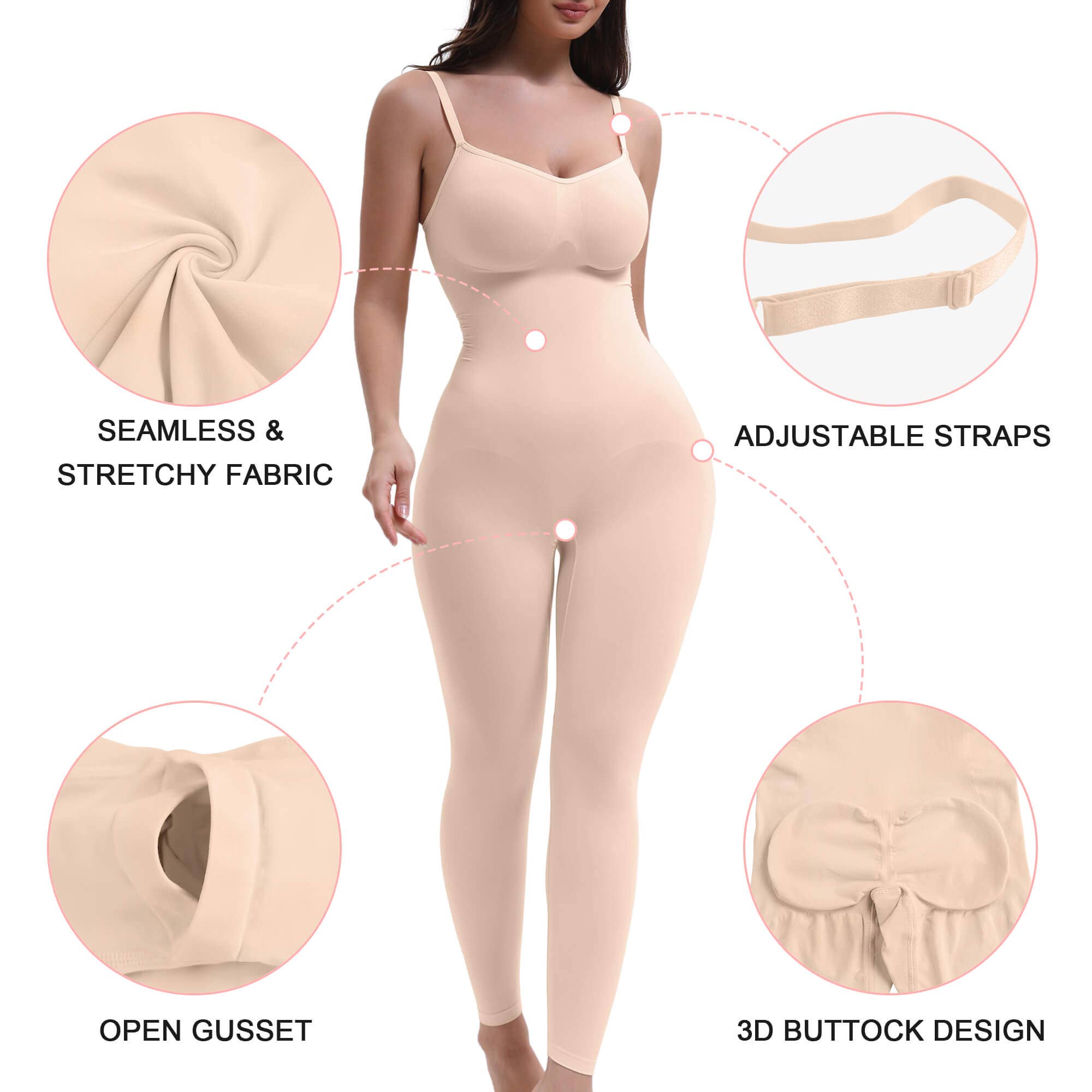SHAPERX - Wholesale Lingerie Bodysuit - Women's - SHAPERX 3-in-1 Seamless Full Body Compression Legging Bodysuit9