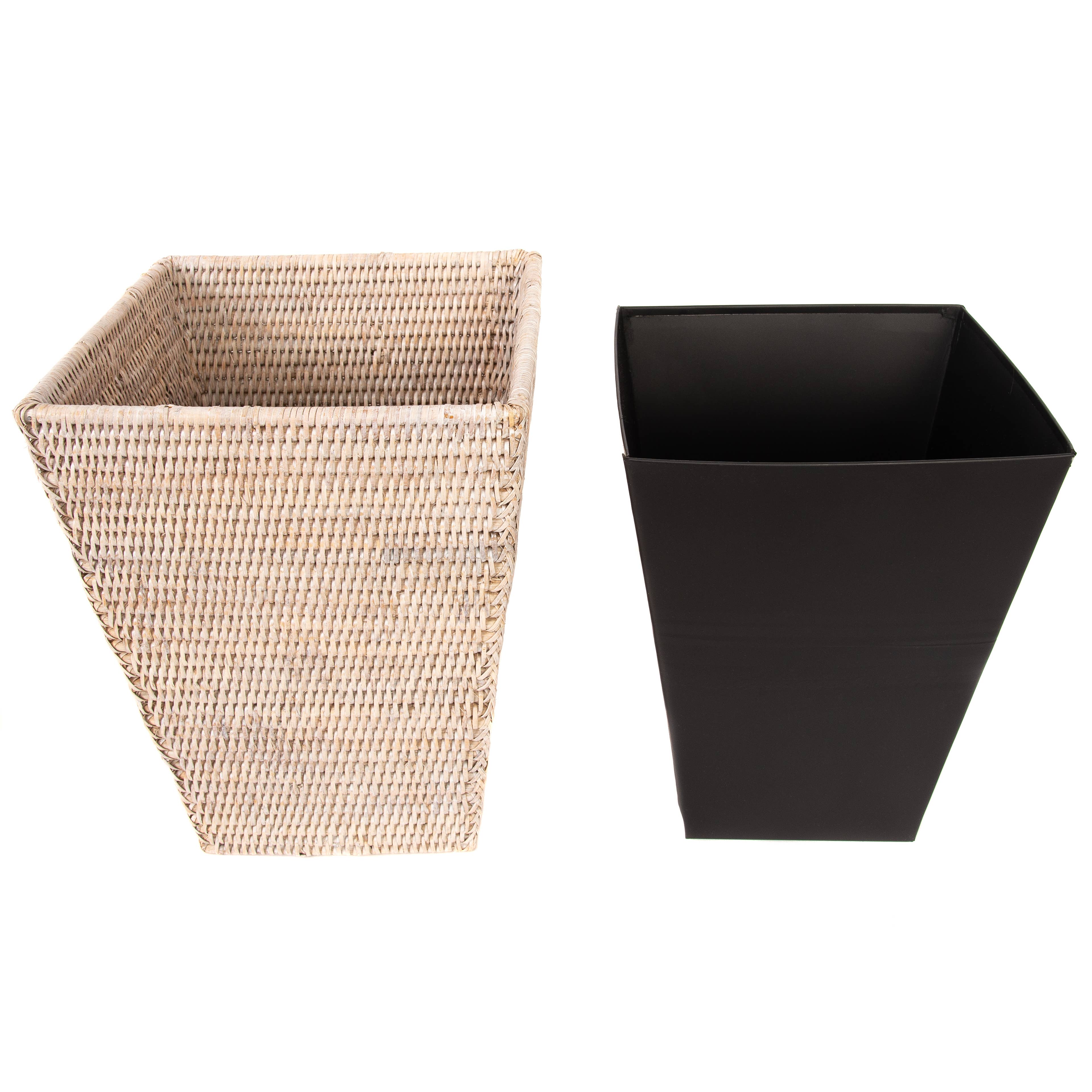 Artifacts Trading Company - Wholesale Trashcan/Trash Bin - Square Tapered Rattan Waste Basket, Handwoven bin11