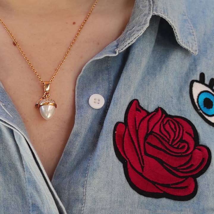 KAGI - Wholesale Pendant/charm necklace - 11k Gold Mini Pearl Acorn Necklace1