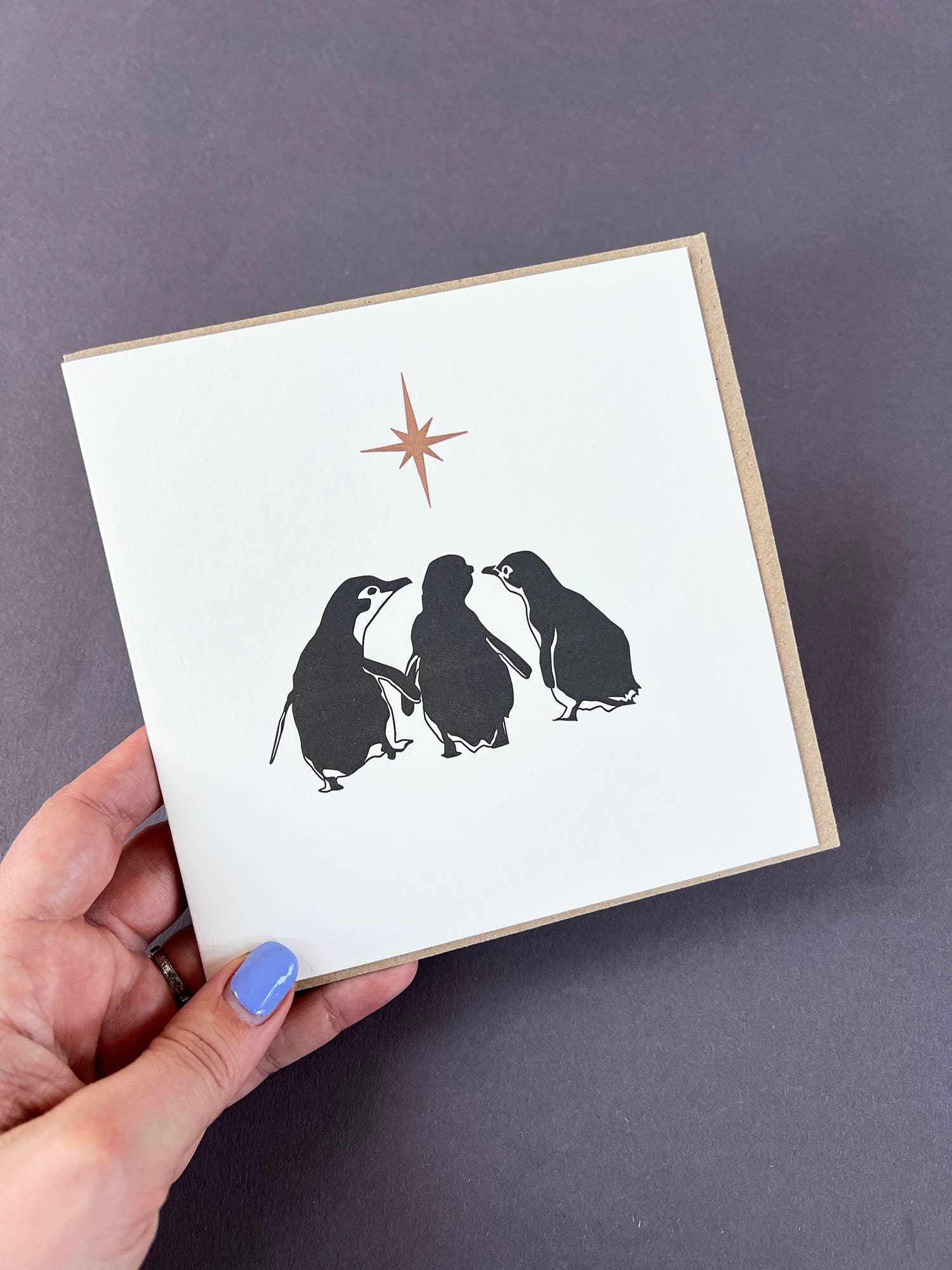 Penguin Ink - Wholesale Christmas Card - Three Wise Penguins Letterpress Card2