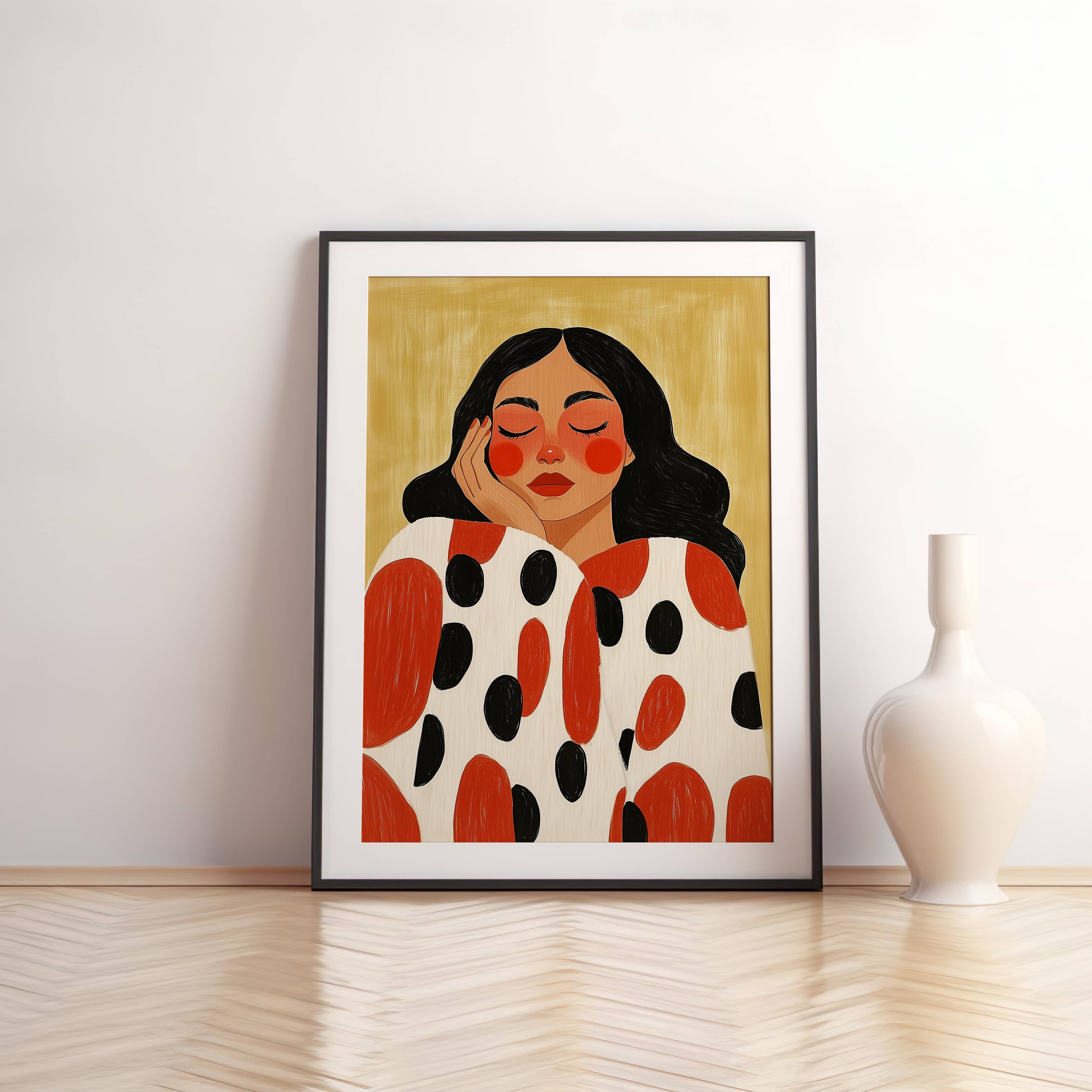IuliiaArtPrints - Wholesale Art Print - Scandinavian Modern Print – Calm Woman in Graphic Dots Art8