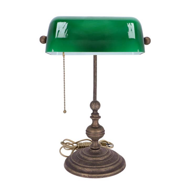 Ministeriell bankirlampa i mässing med grönt glas för wholesale av Arterameferro