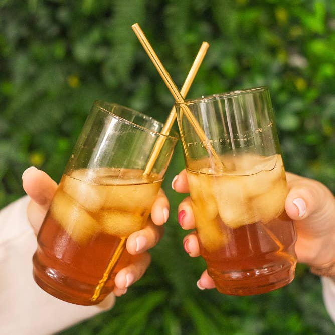 Fully Bloomed - Wholesale Drinking Straw - "DUO" Gold Straw Set2