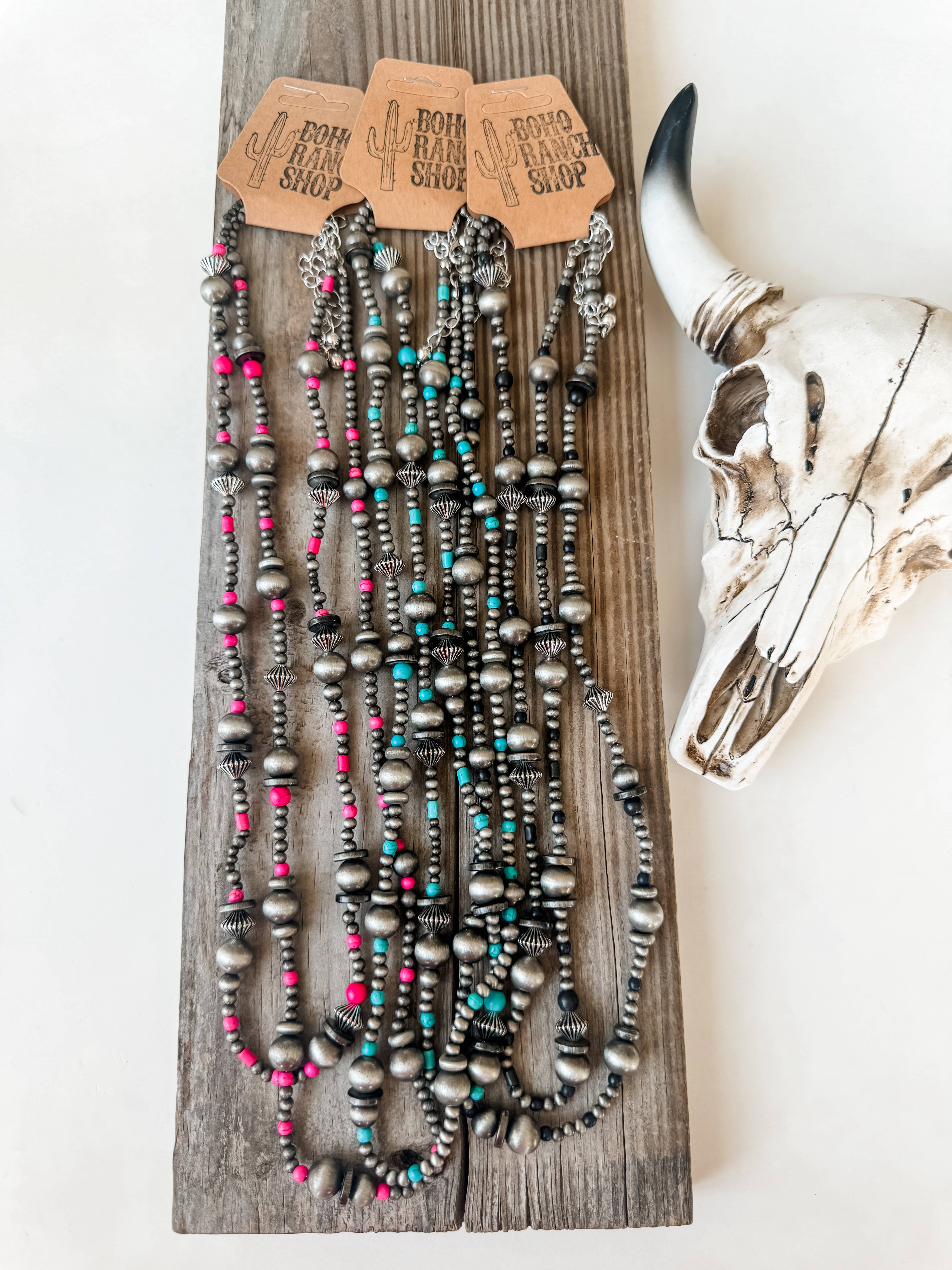 Boho Ranch Shop - Venta al por mayor Collares de cuentas/perlas - Collar de perlas y cuentas estilo navajo de 2 capas1