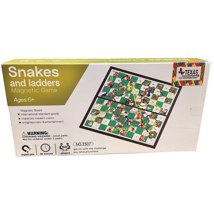 Snakes and Ladders Magnetic Travel Game in Retail Box for wholesale by Texas Toy Distribution