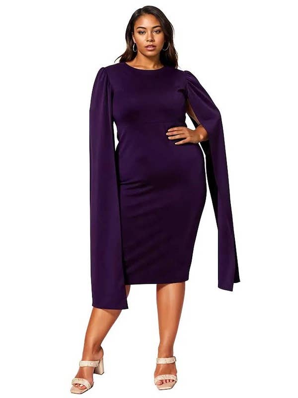 JADE DOUBLE CAPE MIDI DRESS for wholesale on Faire