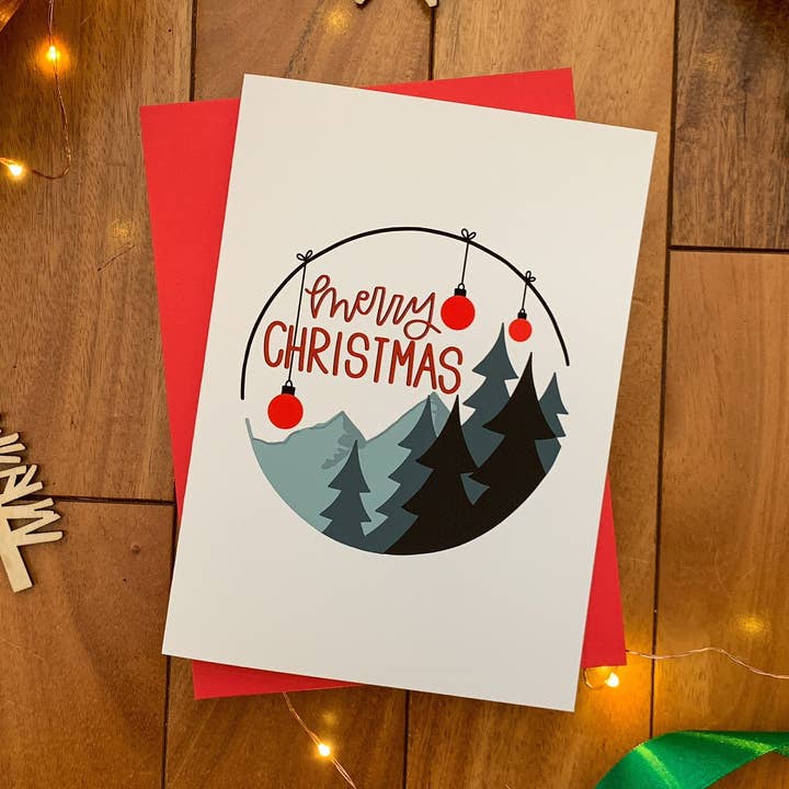 Vintage-inspirierte nordische Frohe Weihnachten klassische Urlaubskarte von StoneDonut Design für den Großhandel von Stone Donut Design, LLC