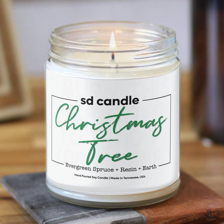 Fresh Cut Christmas Tree Candle - 16oz Pure Soy Candle for wholesale by Silver Dollar Candle Co.