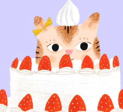 Carolyn Suzuki – wholesale Birthday card – KITTY CAKE - Birthday Card2