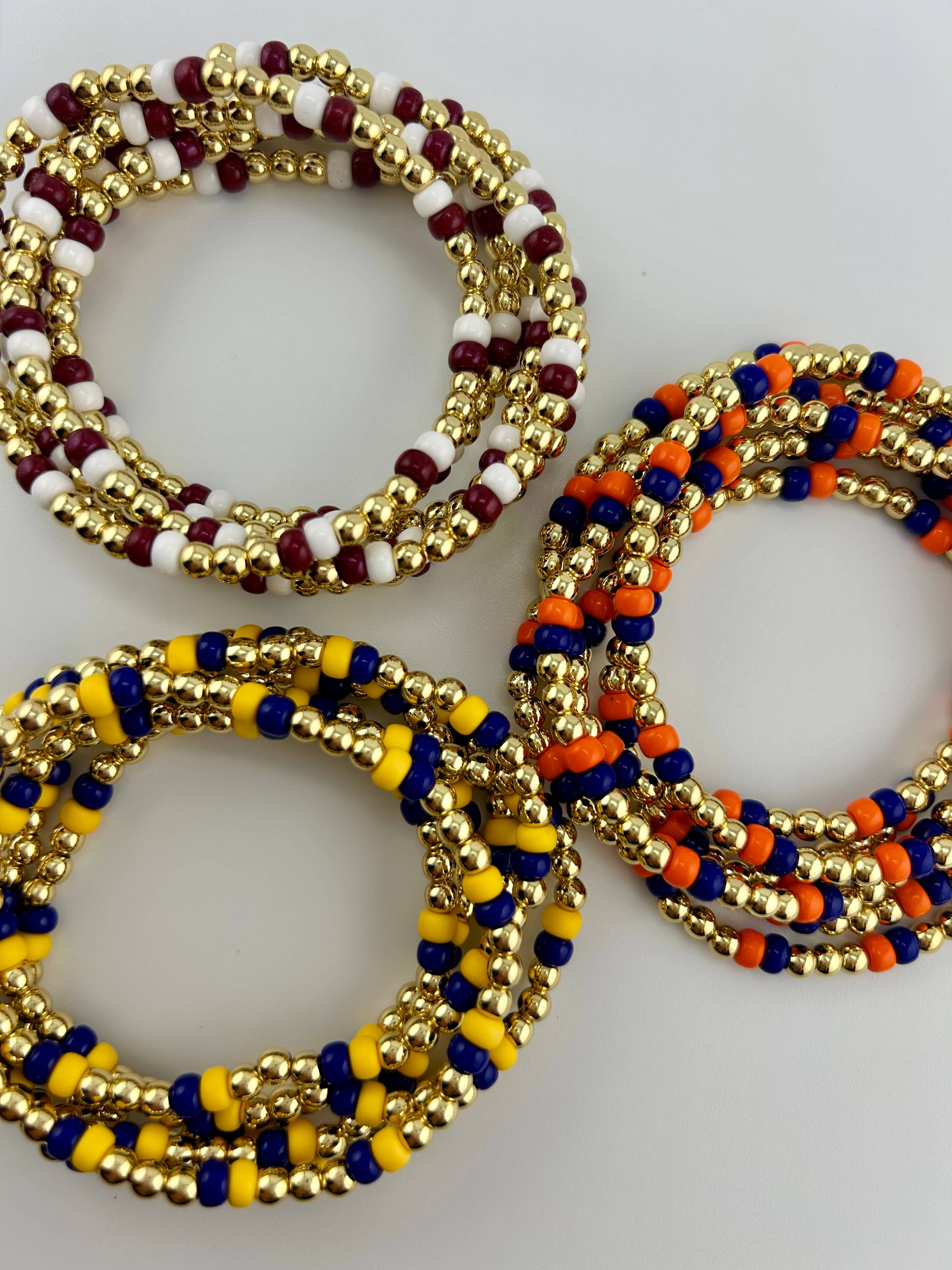 Back Bay Bead Company - Wholesale Beaded Bracelet - Game Day Gold Color Bracelets Sports Beaded0