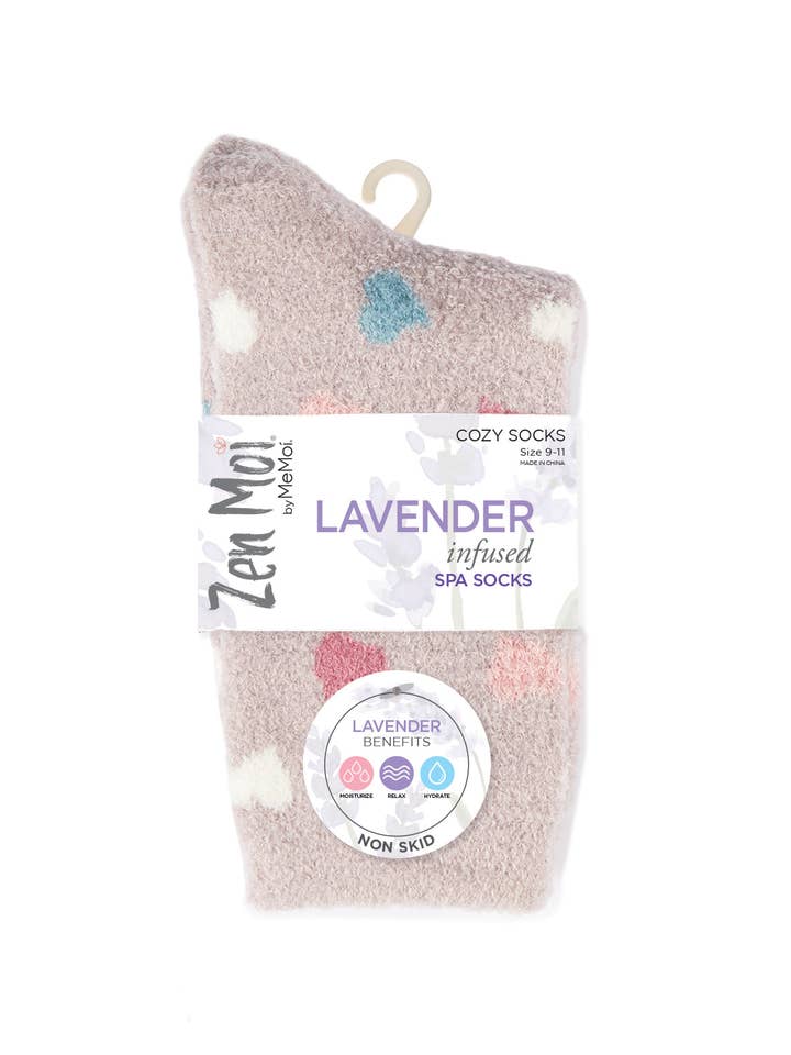 Cement All Over Hearts Non-Skid Lavender Infused Crew for wholesale on Faire3