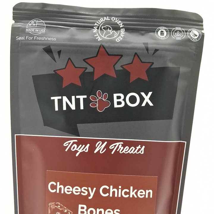 Toys N Treats Box - Wholesale Pet Treats - Dog - Cheesy Chicken Bones Oven Baked Dog Treats
