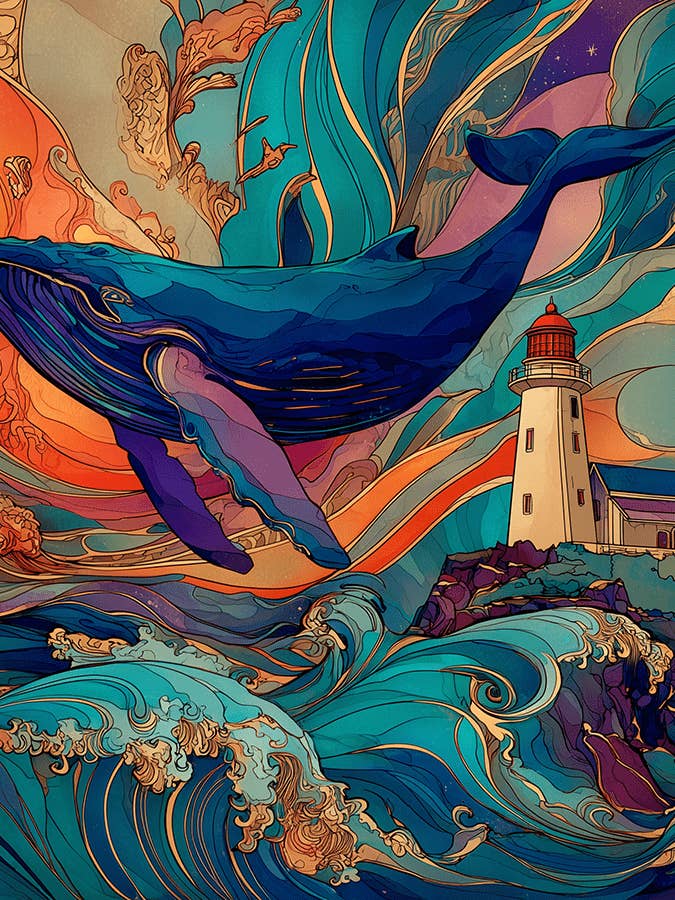 Art Nouveau Val och Fyr Konsttryck - Art Nouveau Stil 8"x8" Konstverk för 12"x12" Ram för wholesale av Mowbi