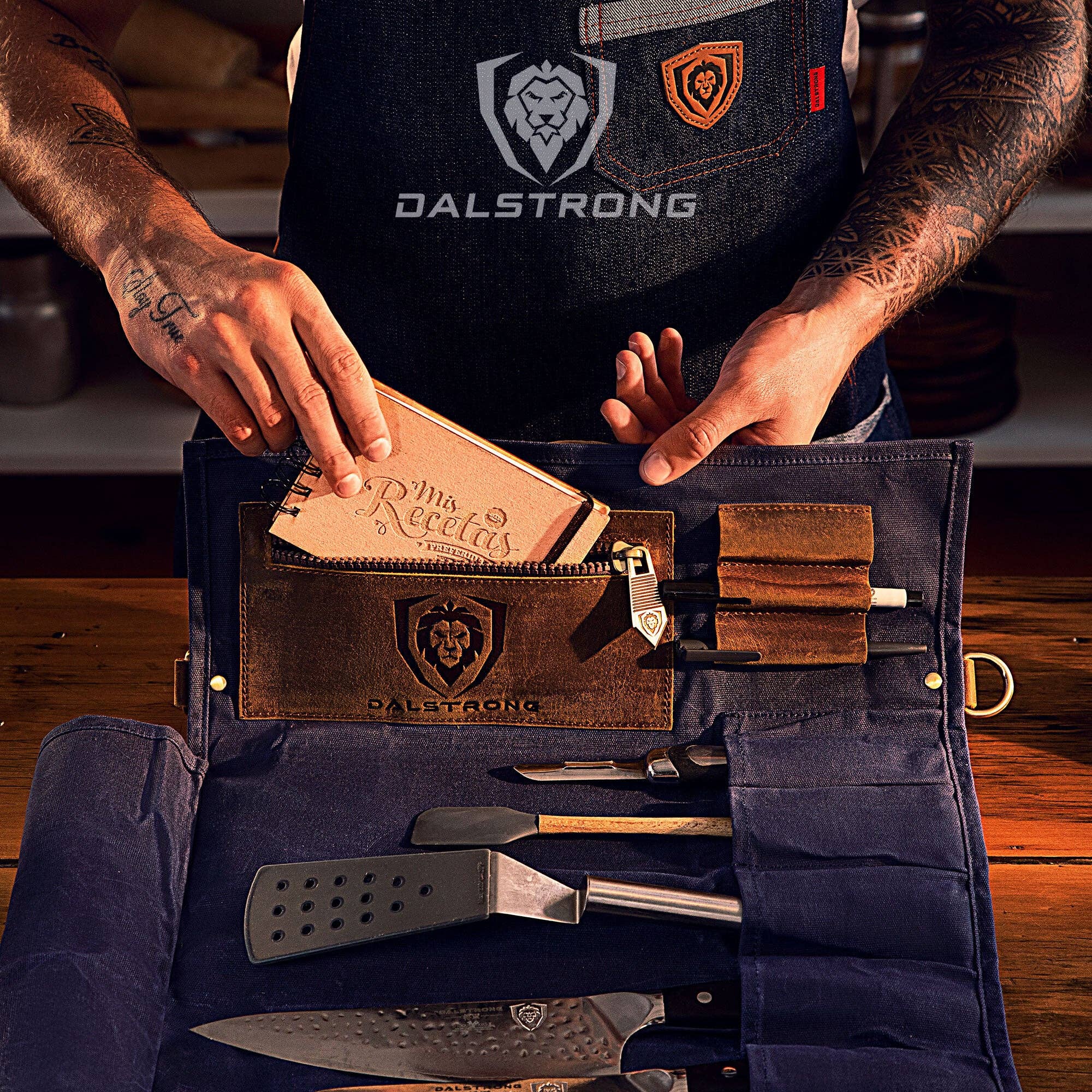 Dalstrong - Wholesale Kitchen/Utility Knife - 12oz Heavy Duty Canvas & Leather | Desert Drifter Brown | Nomad Knife Roll | Dalstrong ©1