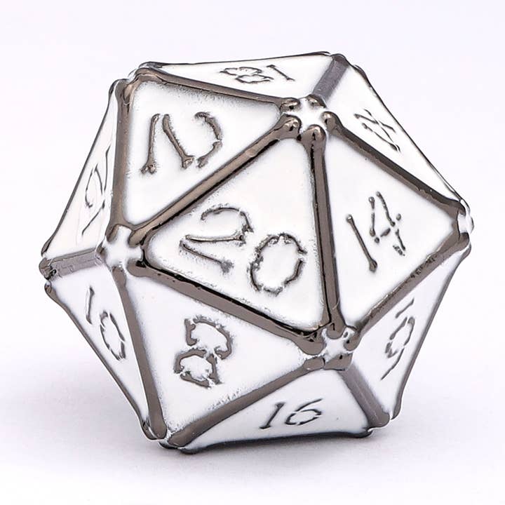 Hymgho Premium Dice - Wholesale Dice - Bone Collector Solid Metal Dice Set - Gunmetal with White