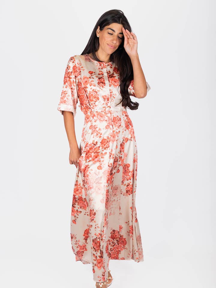 Shana Dress (Beige Pattern) for wholesale by Yakira Bella