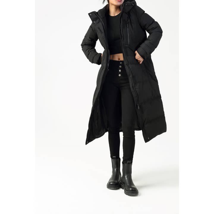 Piumino Lungo Trapuntato con Cappuccio FC7557 per la vendita all'ingrosso da parte di Copperose