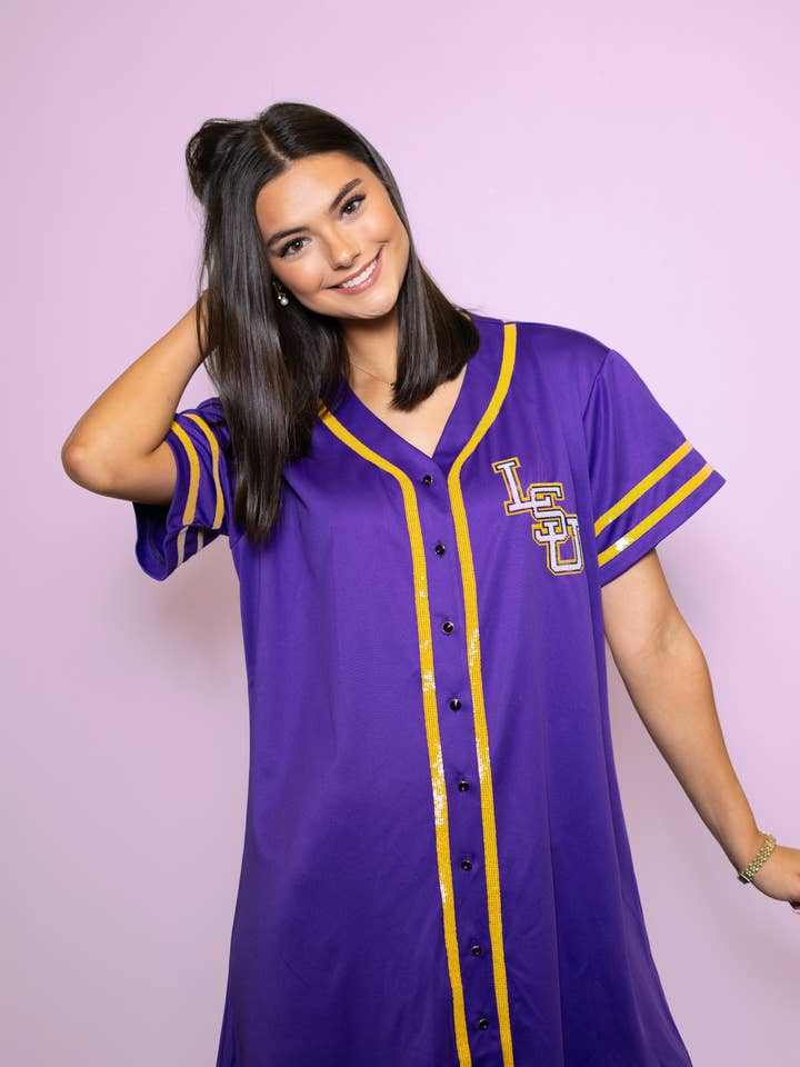 LSU Tigers Baseball (Licensed) | Sequin Embroidery Dress for wholesale by BOMB DESIGNS