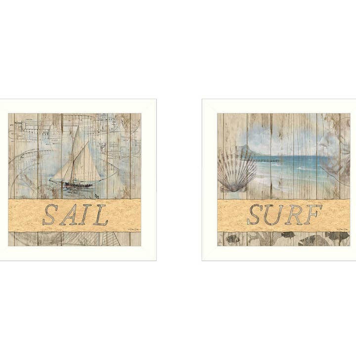 Vignette en 2 pièces « Sail/Surf Collection » de Dee Dee, imprimée pour la vente par Trendy Decor 4U