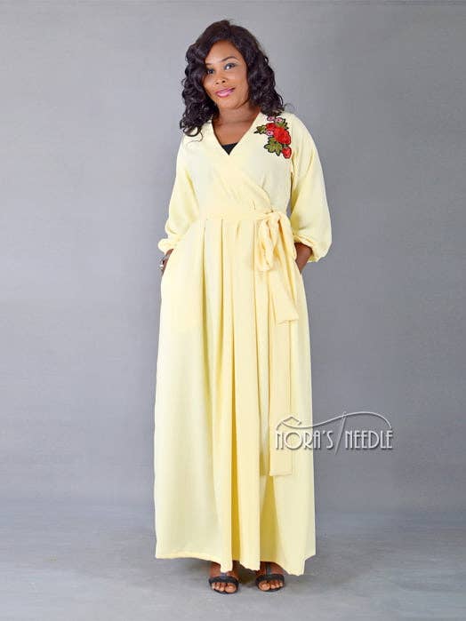 Kleid Duchess Empire Cut Surplice - Gelb für den Großhandel von Nora's Needle