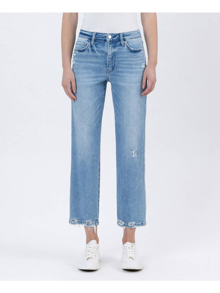 BOATLOAD HIGH RISE DISTRESSED HEM CROP STRAIGHT JEANS F6039 for wholesale on Faire