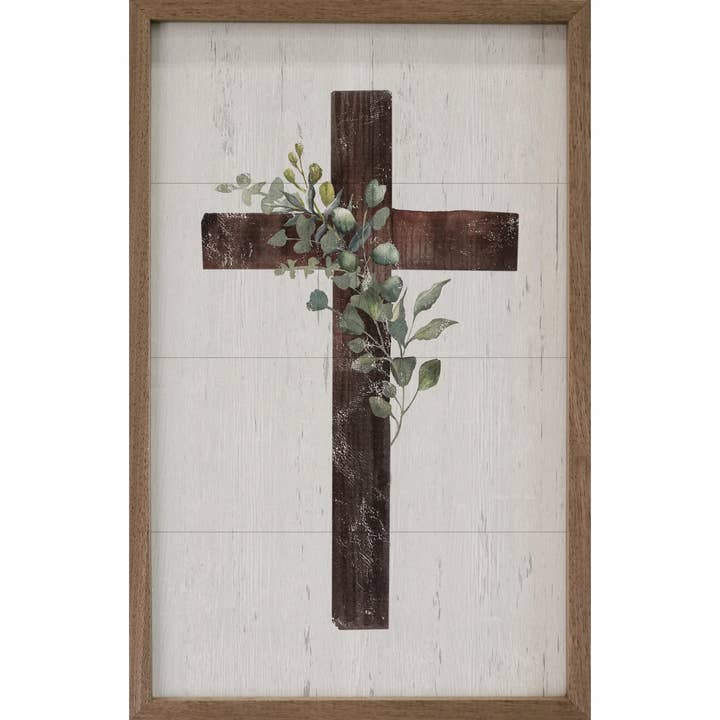 Cross With Greenery Whitewash for wholesale by Kendrick Home