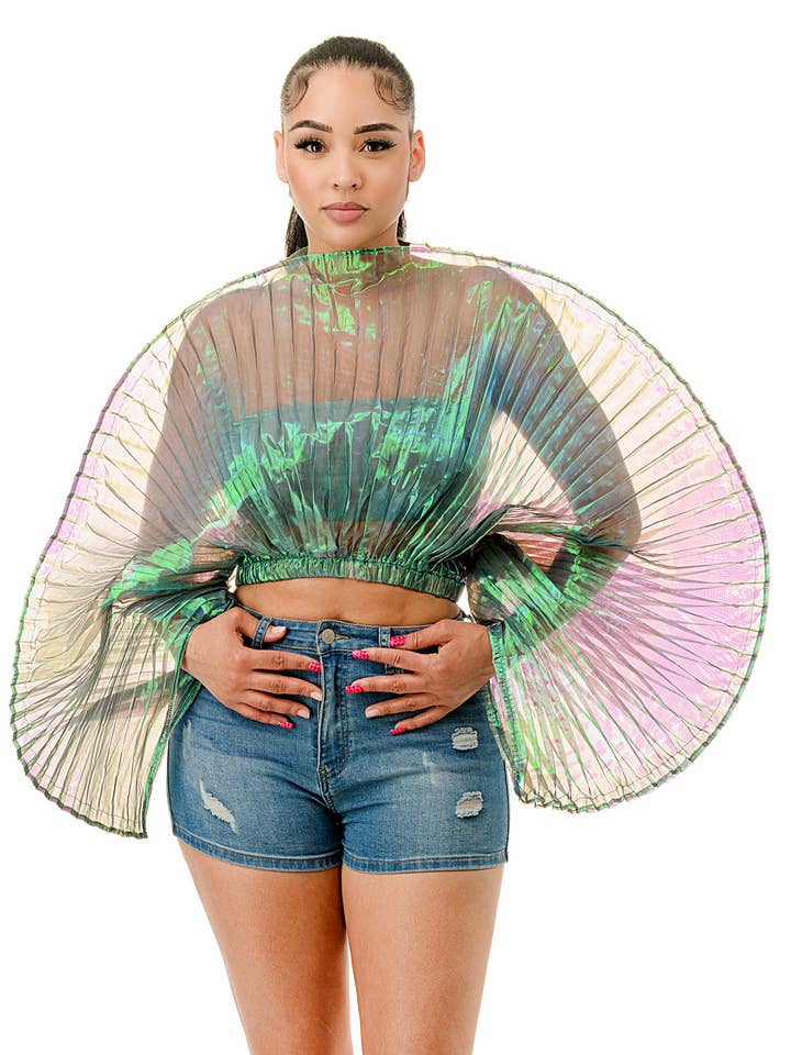 Ensemble haut court transparent plissé à volants régulier et haut tube pour la vente par Namatt Design