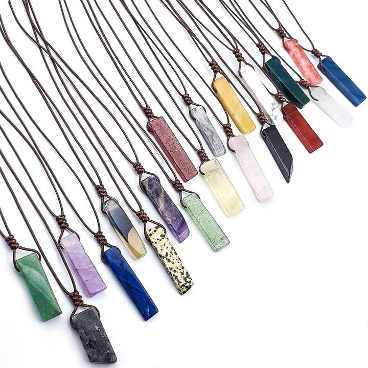 Gypsy Soul - Wholesale Pendant/Charm Necklace - Irregular Gemstone Bar Necklace - Assortment 12 Pcs2