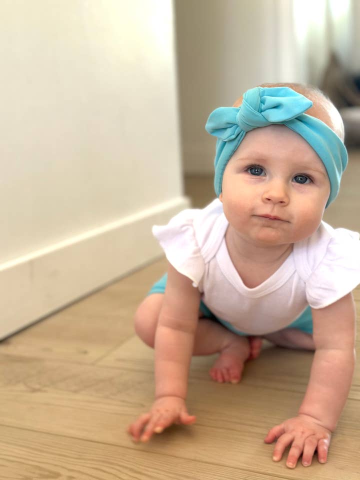 Knot Bow Baby+Toddler Headband - Bright Blue for wholesale by Jena Bug Baby