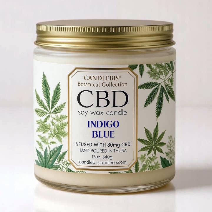 INDIGO BLUE CBD CANDLE for wholesale by Candlebis CBD Candles
