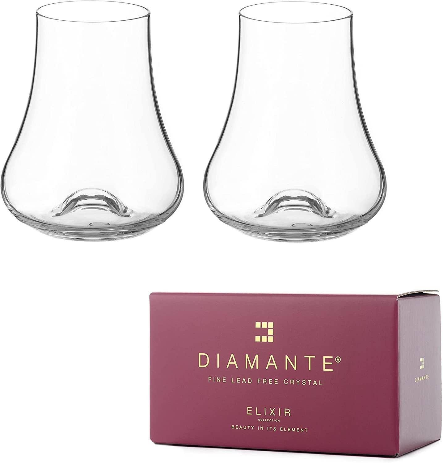 DIAMANTE - Wholesale Wine Glass - Diamante Rum And Whisky Taster Glasses Pair - ‘auris’ Colle1
