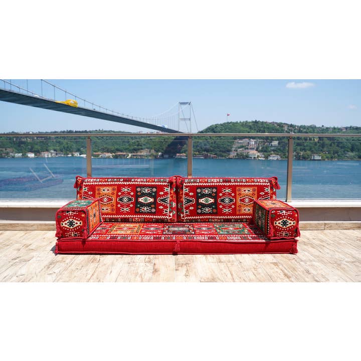 Arabic Sofa - Wholesale Bank - Rode Turkse bank, Leesbank, Arabische majlis, vloerkussen