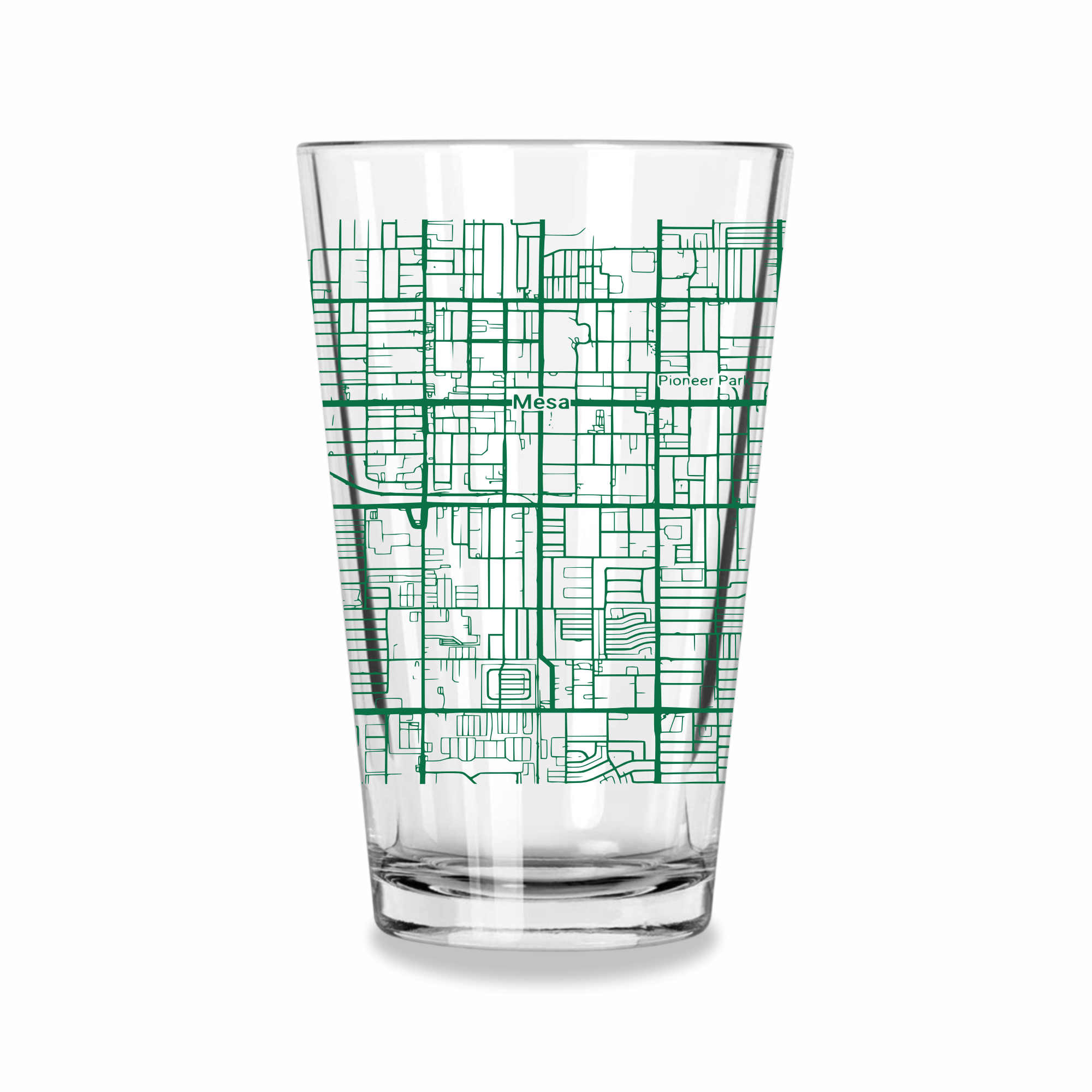 Blue Ridge Mountain Gifts - Wholesale Beer Glass/Mug - Mesa AZ Map Glass - Select from over 40 Colors5