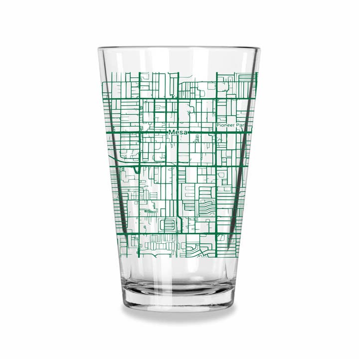 Blue Ridge Mountain Gifts - Wholesale Beer Glass/Mug - Mesa AZ Map Glass - Select from over 40 Colors5