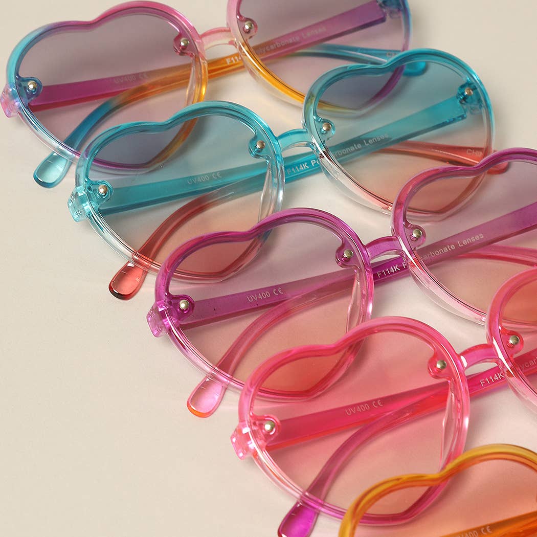  ASSORTED COLORS Kid's Heart Shaped Gradient Sunglasses for wholesale on Faire3