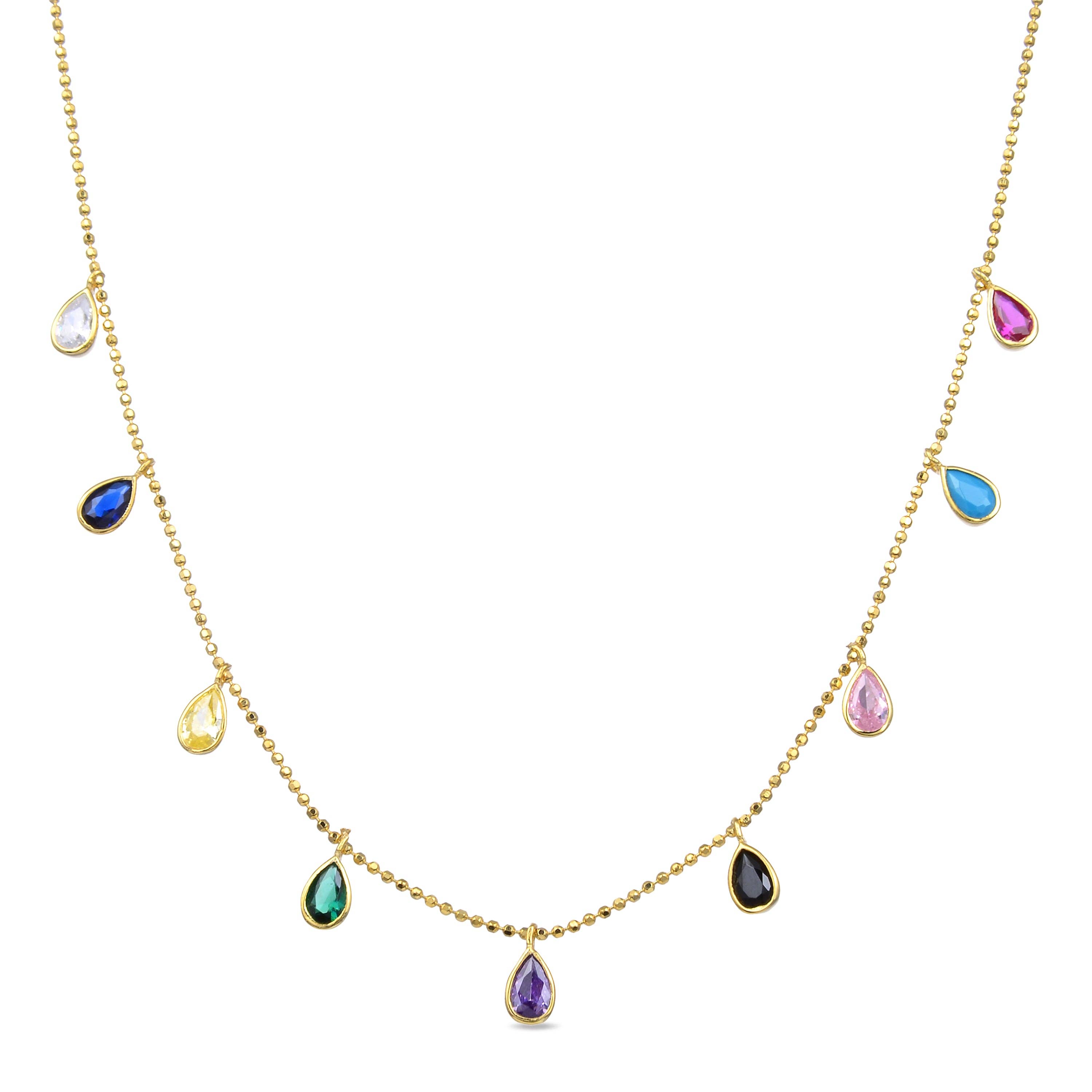 Luxenter - Wholesale Pendant/Charm Necklace - Collar Luxenter de Plata de Ley 925 con Circonita Multicolor acabado en oro amarillo de 18K - Yente0