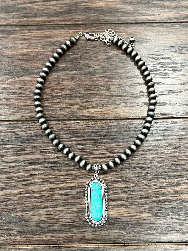 737282, 16" Handmade Navajo Turquoise Necklace for wholesale by ISAC Trading Inc