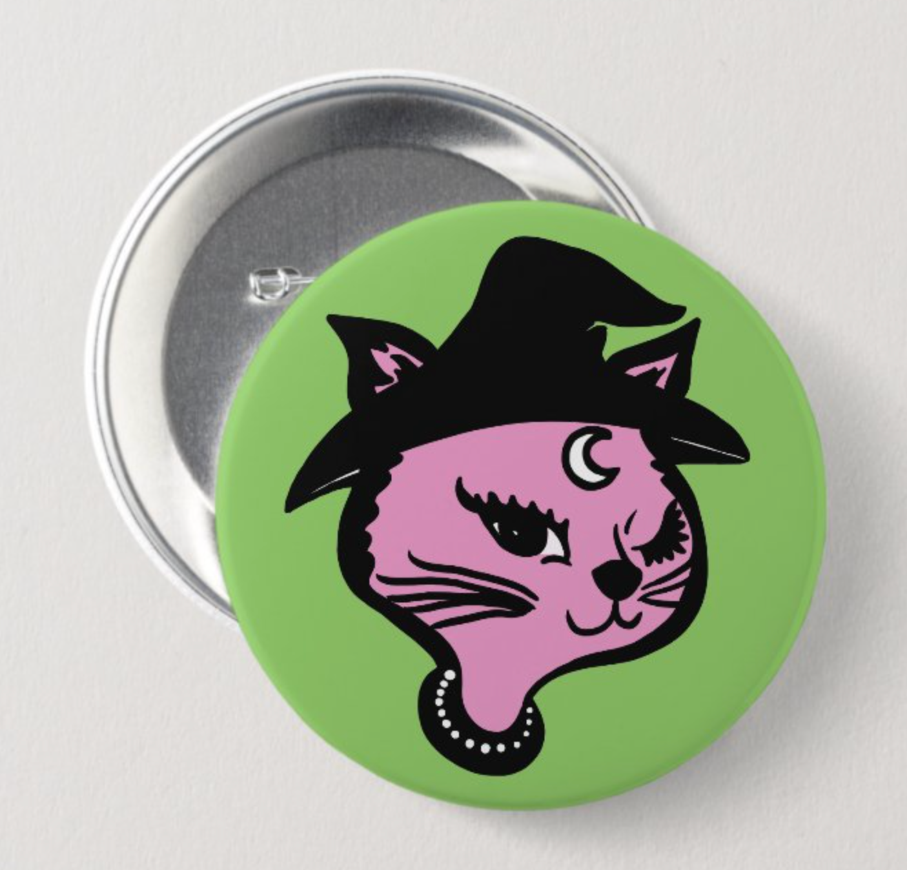 Astral Weekend - Wholesale Lapel Pin/Button - Retro Winking Witch Cat Button0