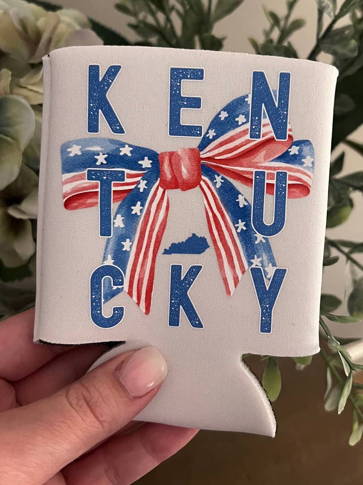 Kentucky Bow Koozie for wholesale by Perfectly Pressed KY
