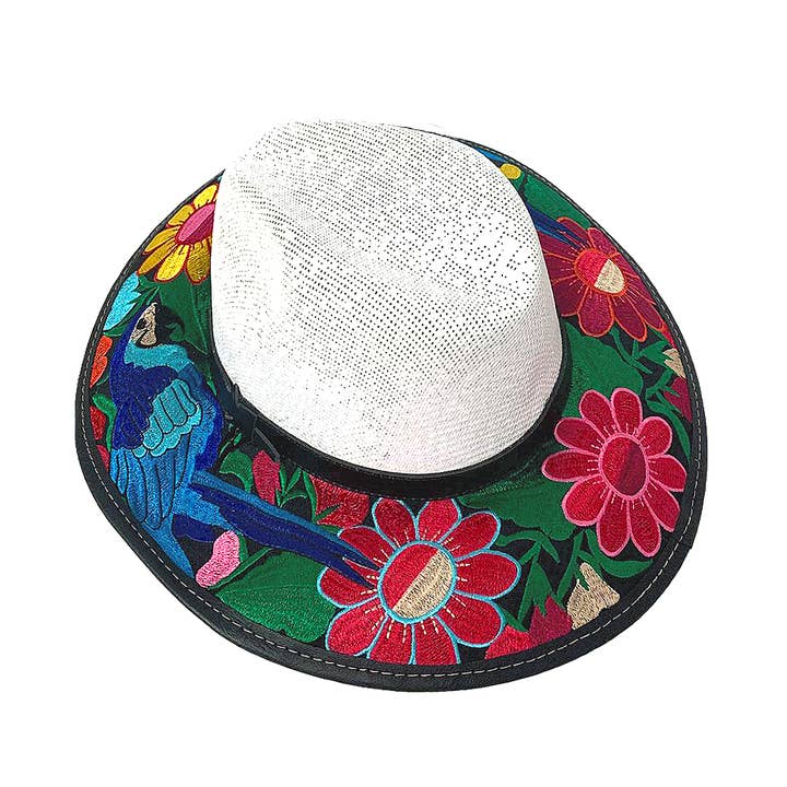 Pichincha - Wholesale Straw Hat - Women's - Floral Parrot Embroidered Straw Sun Hat1