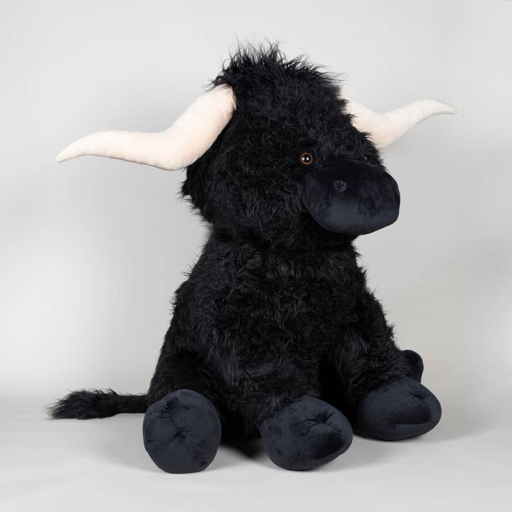 Black Longhorn Highland Extra Large Cow Soft Toy 60cm   for wholesale by Jomanda Soft Toys & Accessories