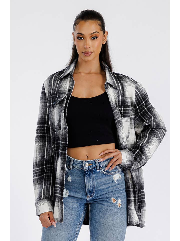 WEIV - Wholesale Shirt Jacket/Shacket - Women's - Boyfriend Oversized Soft Flannel Shacket4