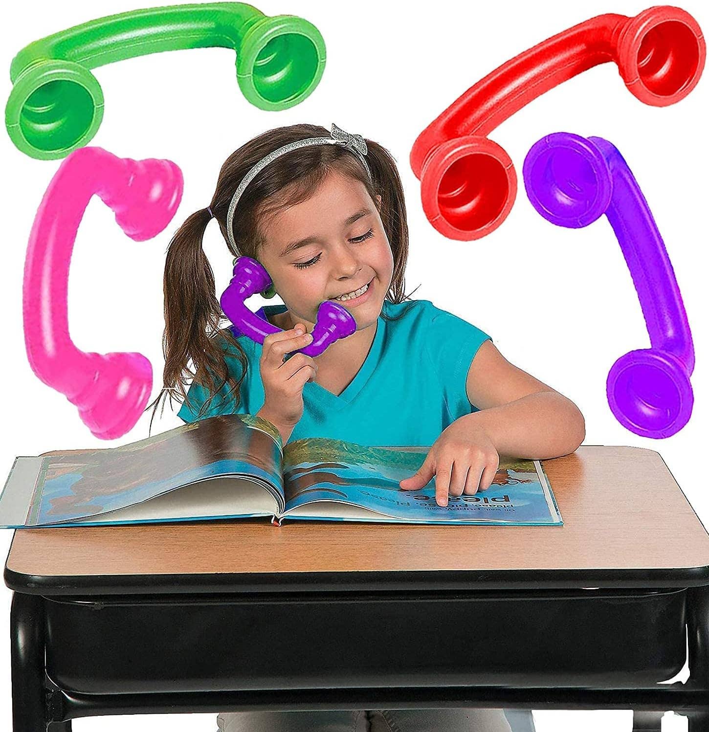 4E's Novelty - Wholesale Classic Toy - Kids - 4E's Novelty Whisper Phones for Reading [4 Pack] Auditory Feedback, Hear Myself Sound Phone - Accelerate Reading Fluency, Comprehension & Pronunciation - Speech Therapy Materials Toys1