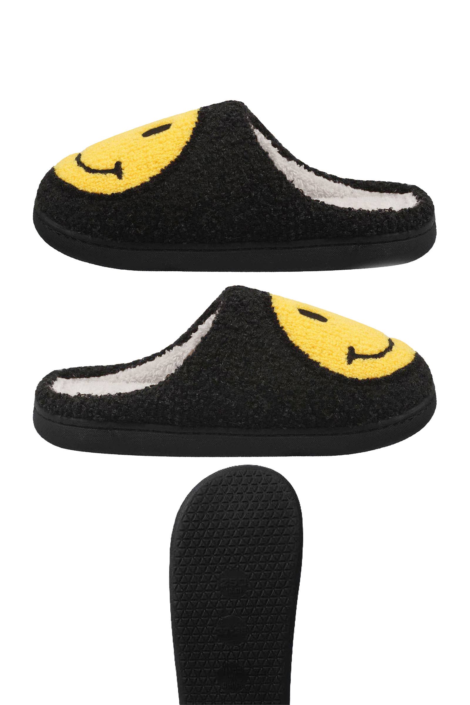 ASSORTED Smiley Terry Cloth Fuzzy Sherpa Fleece Slippers for wholesale on Faire5
